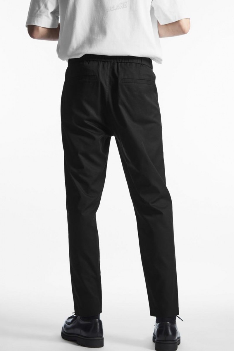 COS Elasticated Tapered Twill Pants Noir | 376912-JAW