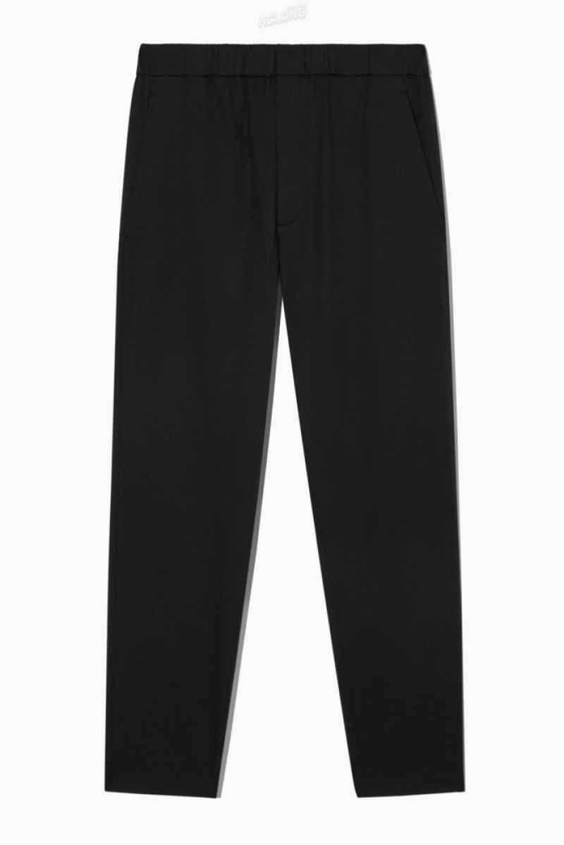 COS Elasticated Tapered Twill Pants Noir | 376912-JAW