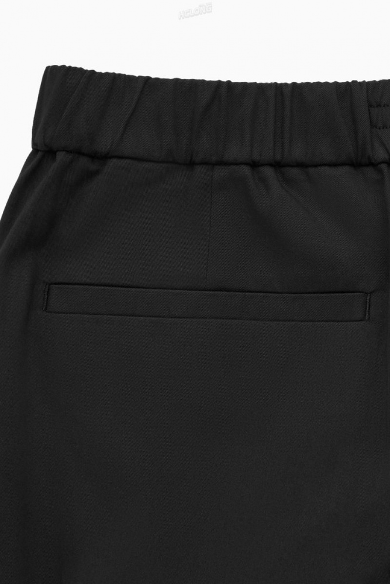 COS Elasticated Tapered Twill Pants Noir | 376912-JAW