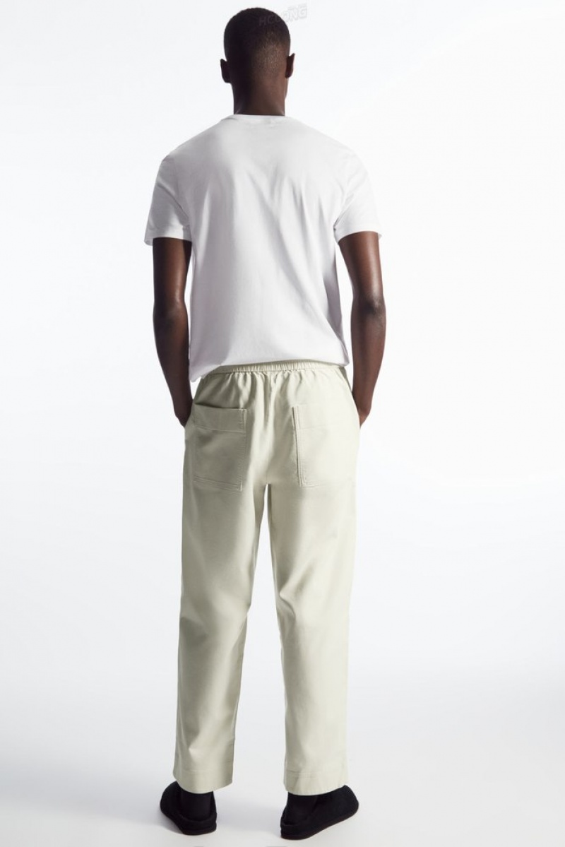 COS Elasticated Twill Pants Off-White | 275816-PAM