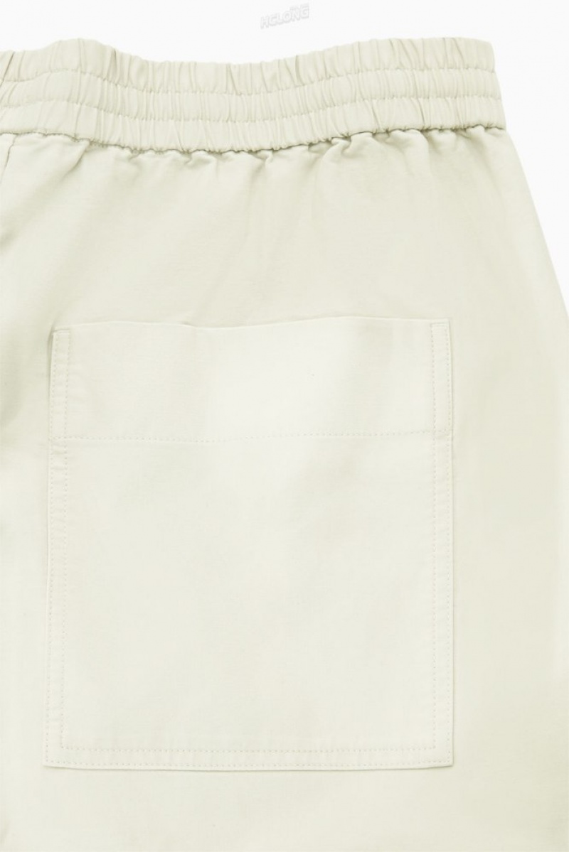 COS Elasticated Twill Pants Off-White | 275816-PAM