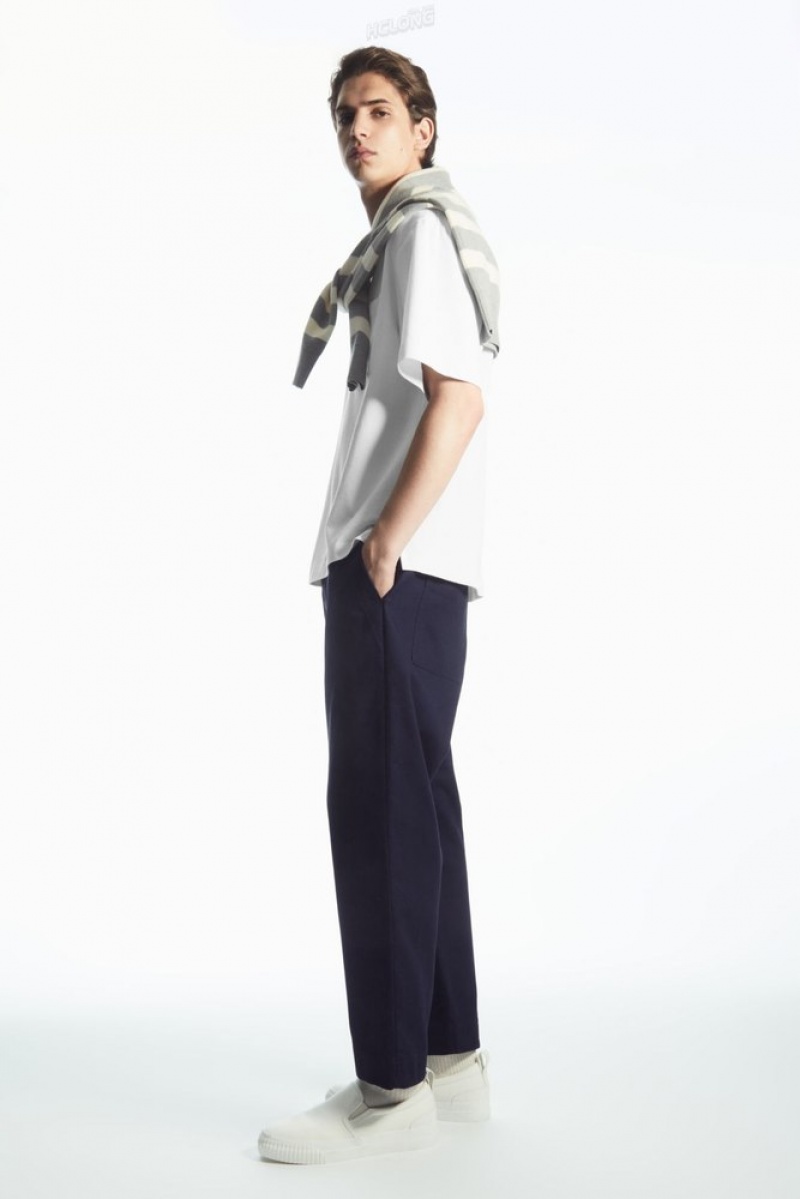 COS Elasticated Twill Pants Off-White | 921830-FTZ