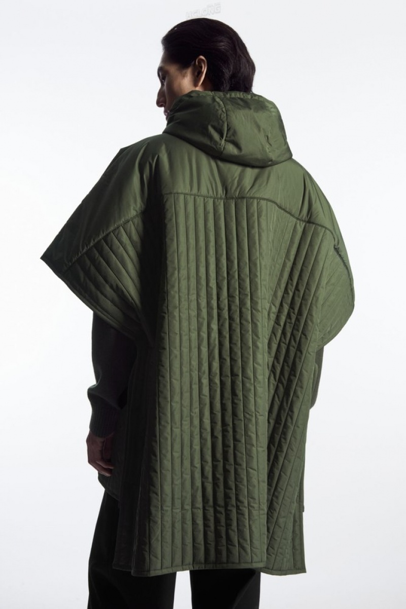 COS Encapuchonné Matelassé Hybride Gilet Vert | 820937-FDJ