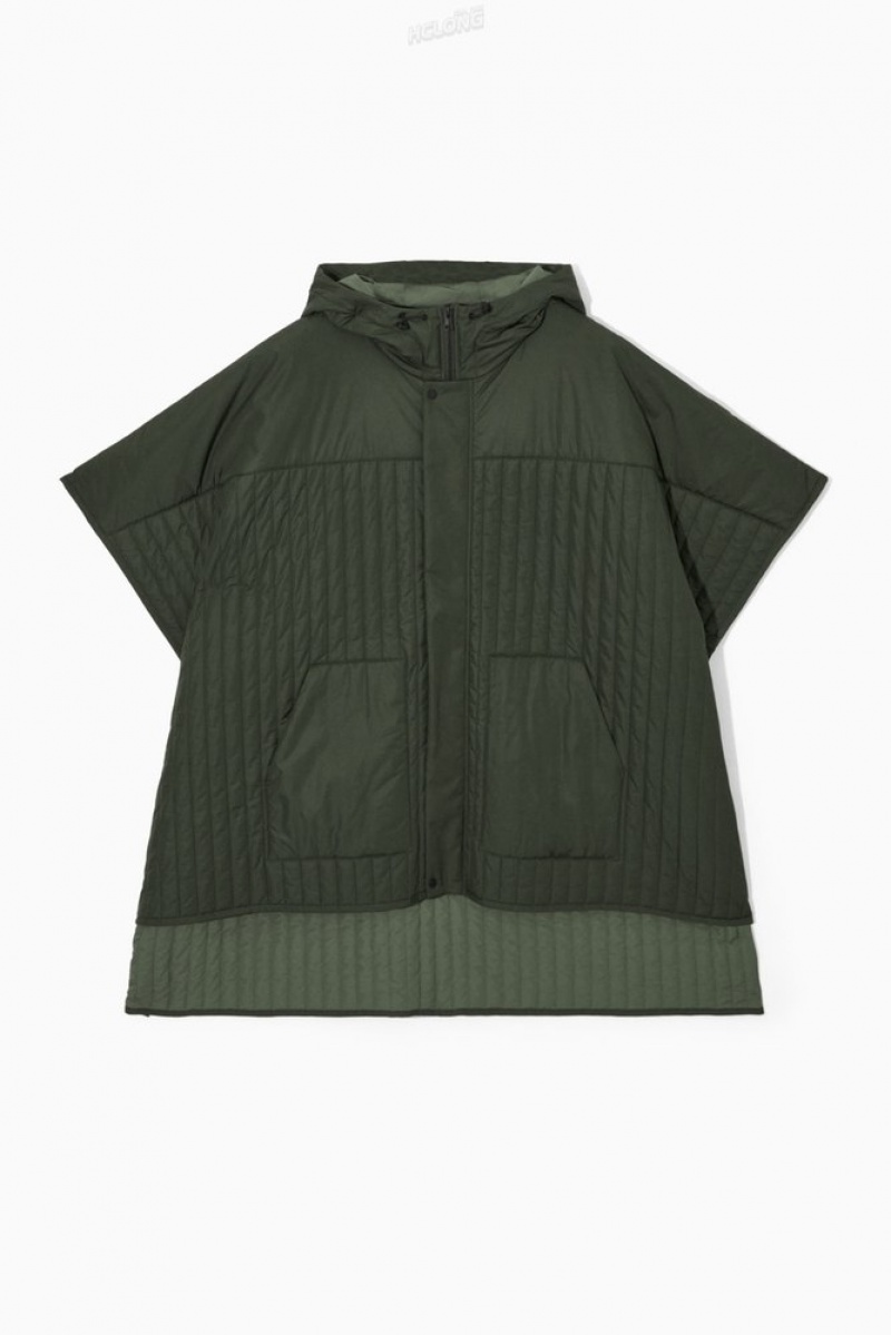 COS Encapuchonné Matelassé Hybride Vest Vert | 650273-KOP