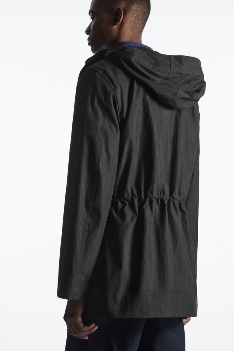 COS Encapuchonné Nylon Parka Noir | 591602-BFT