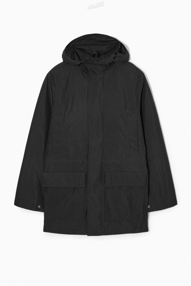 COS Encapuchonné Nylon Parka Noir | 591602-BFT