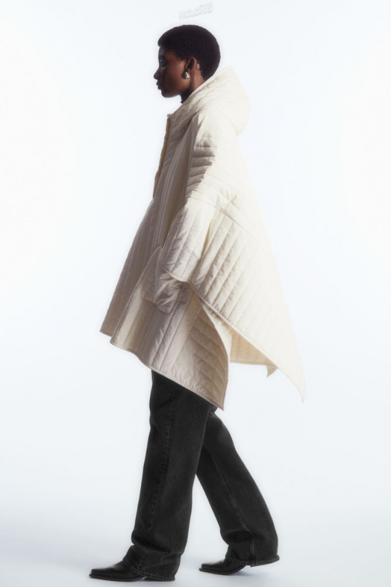 COS Encapuchonné Rembourré Cape Off-White | 798520-ZAH