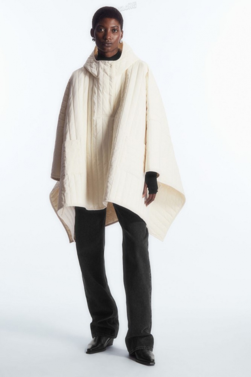 COS Encapuchonné Rembourré Cape Off-White | 798520-ZAH