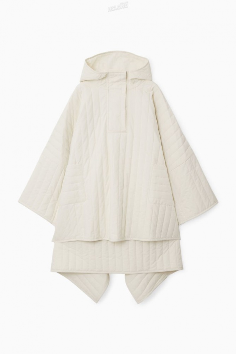 COS Encapuchonné Rembourré Cape Off-White | 798520-ZAH