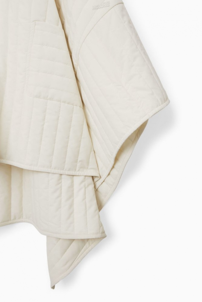 COS Encapuchonné Rembourré Cape Off-White | 798520-ZAH