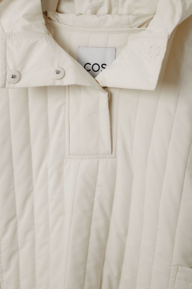 COS Encapuchonné Rembourré Cape Off-White | 798520-ZAH