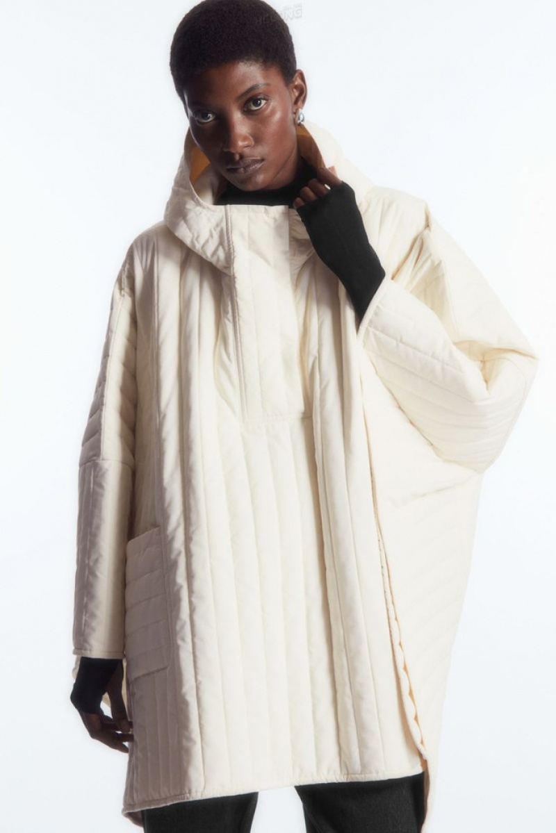 COS Encapuchonné Rembourré Cape Off-White | 798520-ZAH