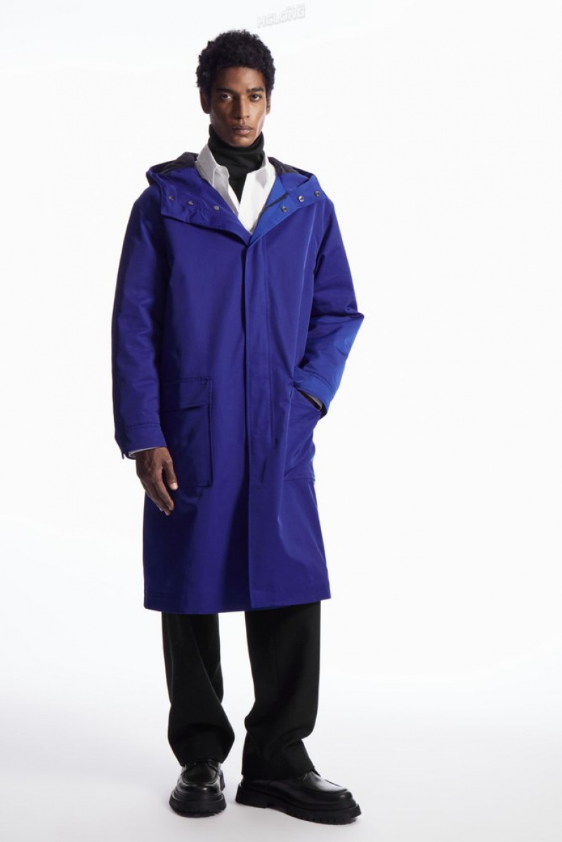 COS Encapuchonné Rembourré Parka Bleu | 283051-KBI