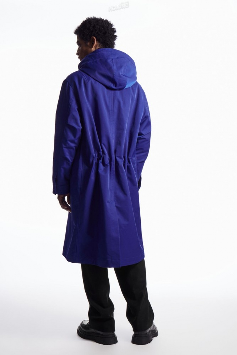 COS Encapuchonné Rembourré Parka Bleu | 283051-KBI