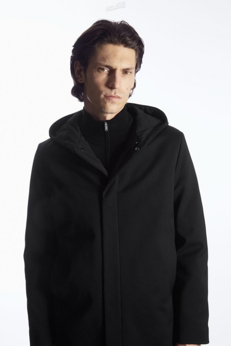 COS Encapuchonné Rembourré Parka Noir | 813296-HLO