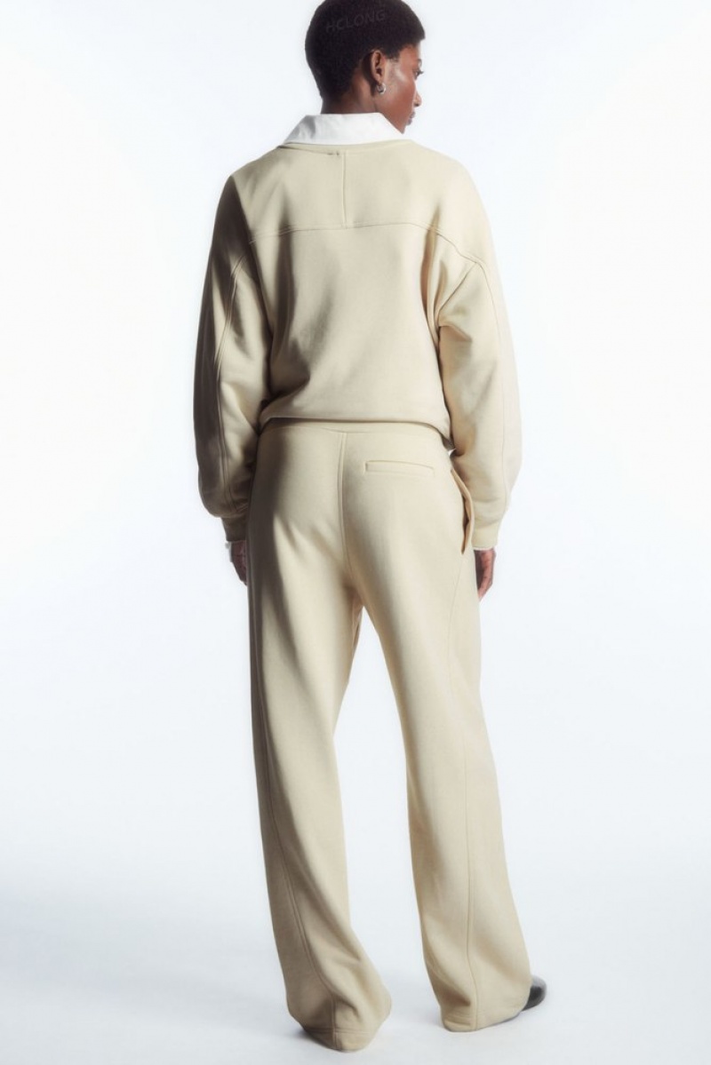 COS Exposed-Seam Jersey Sweatpants Beige Clair | 067584-OUR