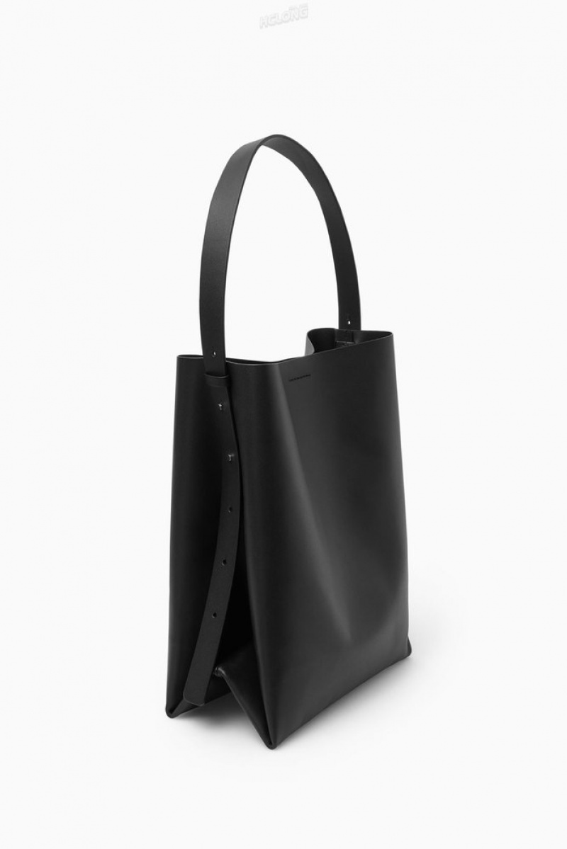 COS Folded Shopper - Cuir Noir | 487921-UZH