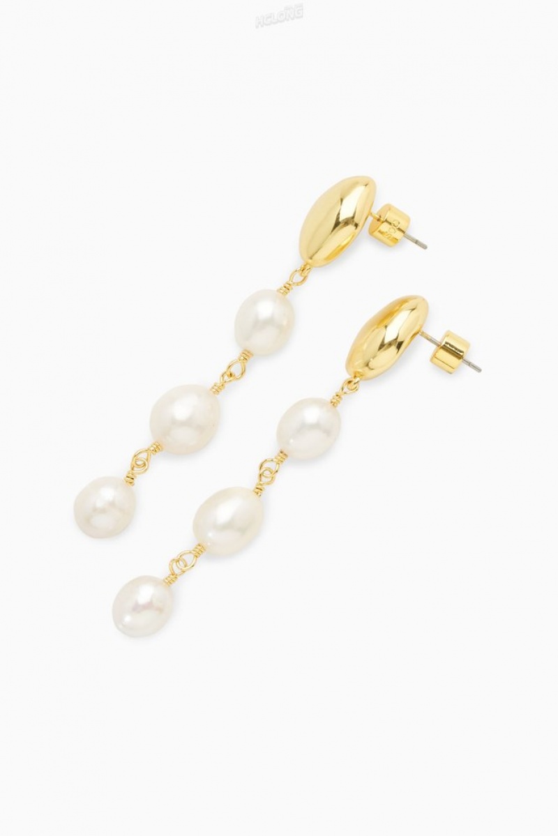 COS Freshwater Pearl Dangly Earrings Doré | 950613-OZN