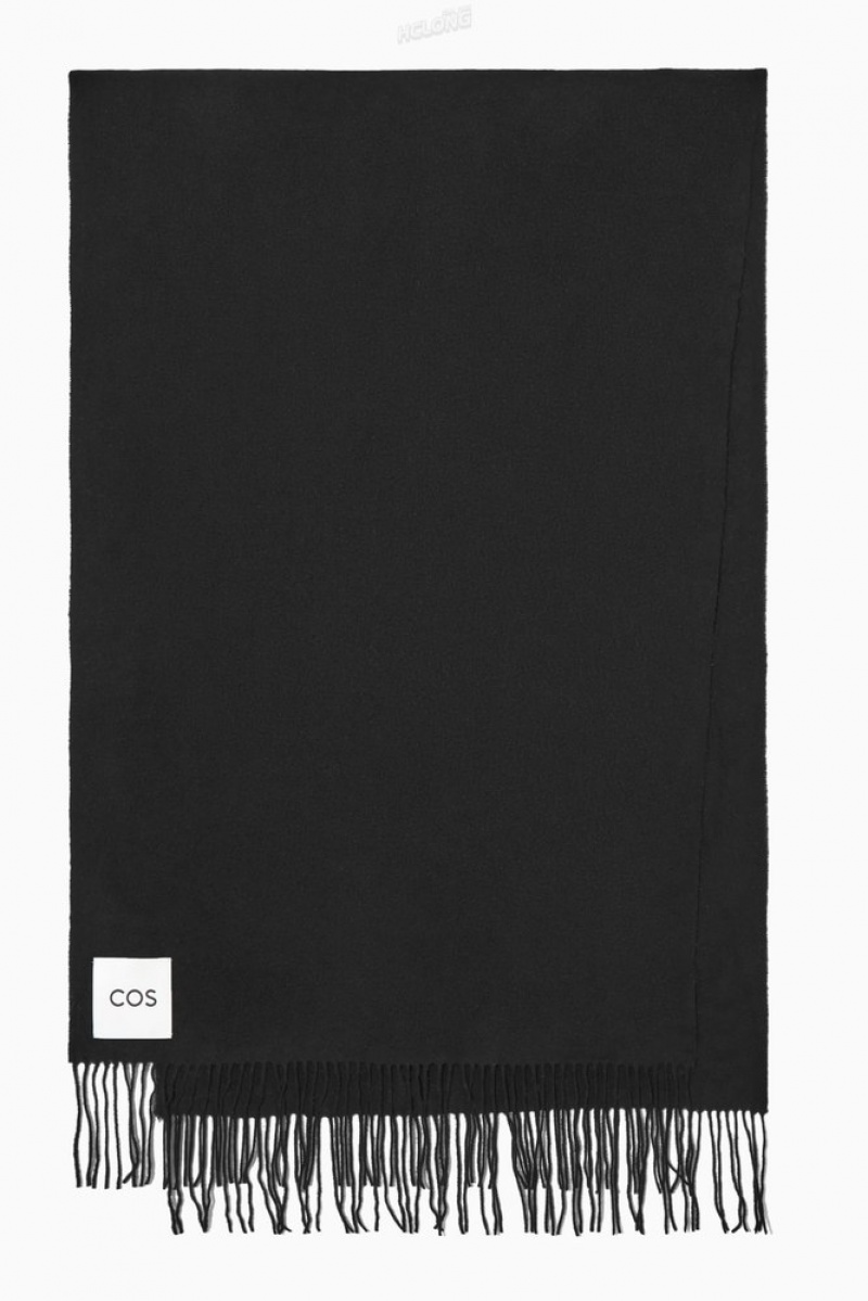 COS Fringed Pure Laine Scarf Grise Clair | 031469-YDN