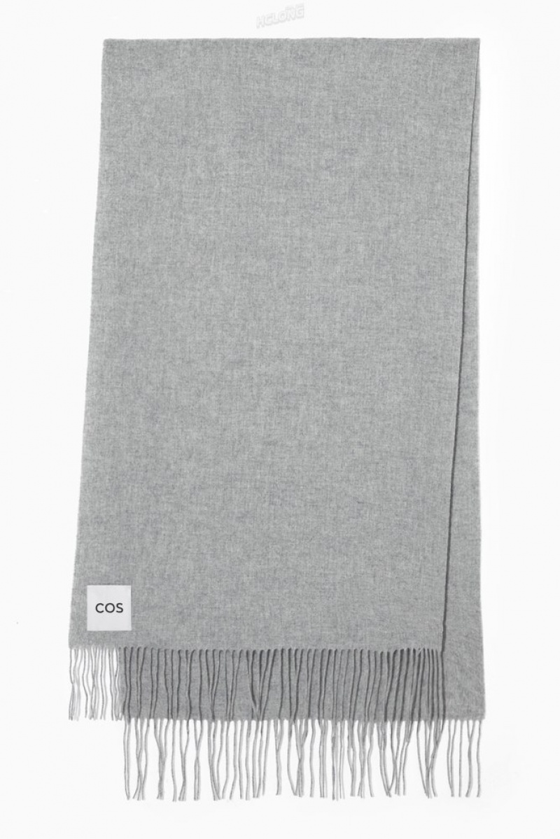 COS Fringed Pure Laine Scarf Grise Clair | 204786-SJI