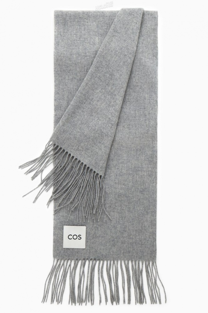 COS Fringed Pure Laine Scarf Grise Clair | 204786-SJI