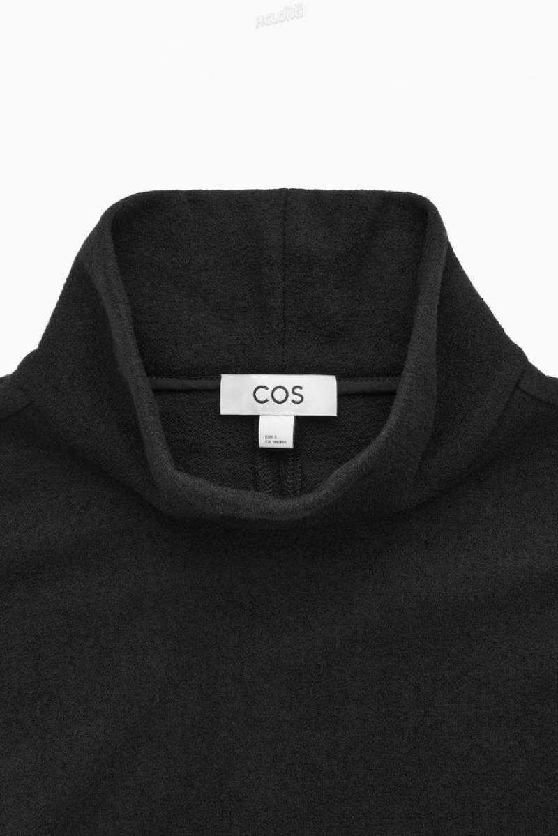 COS Funnel-Neck Boiled Laine Top Noir | 067431-FIR