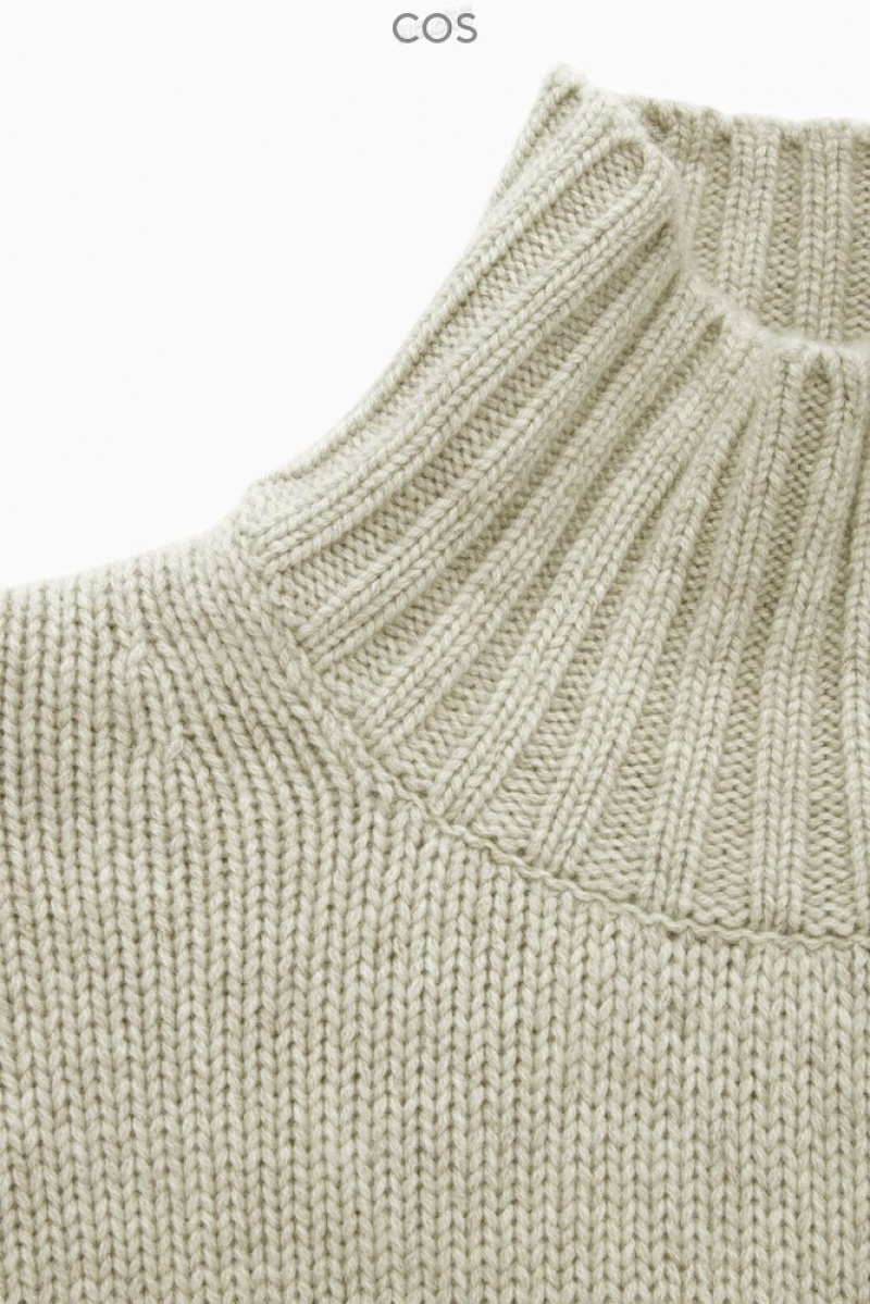 COS Funnel-Neck Pure Cashmere Pull Blanche | 702139-KTU