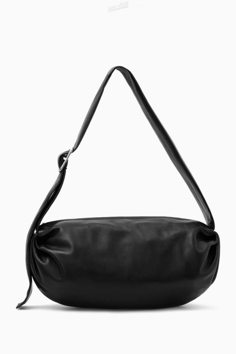 COS Gathered Crossbody - Cuir Noir | 526741-ZDT