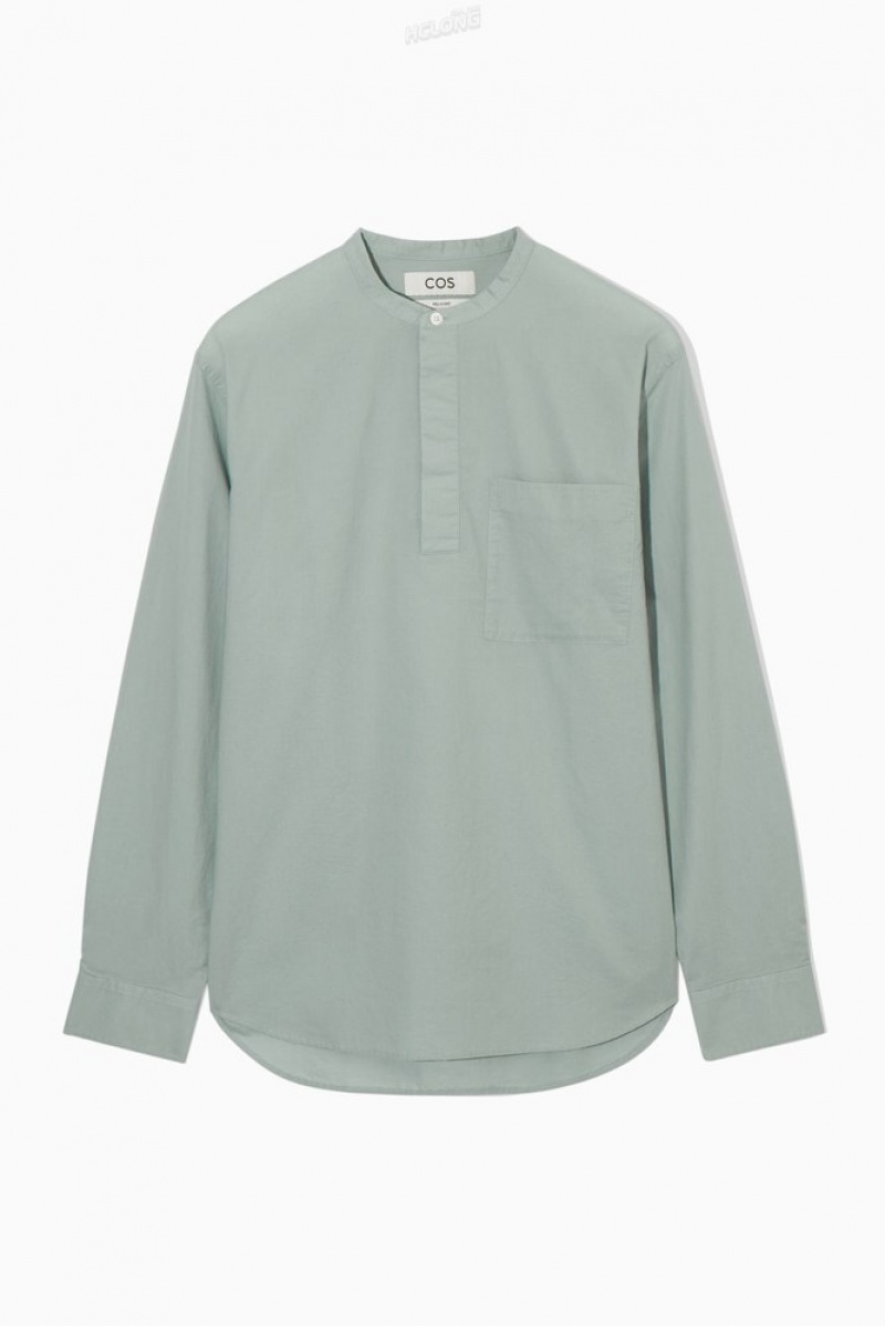 COS Grandad-Collar Half-Placket Shirt Blanche | 560748-BOI