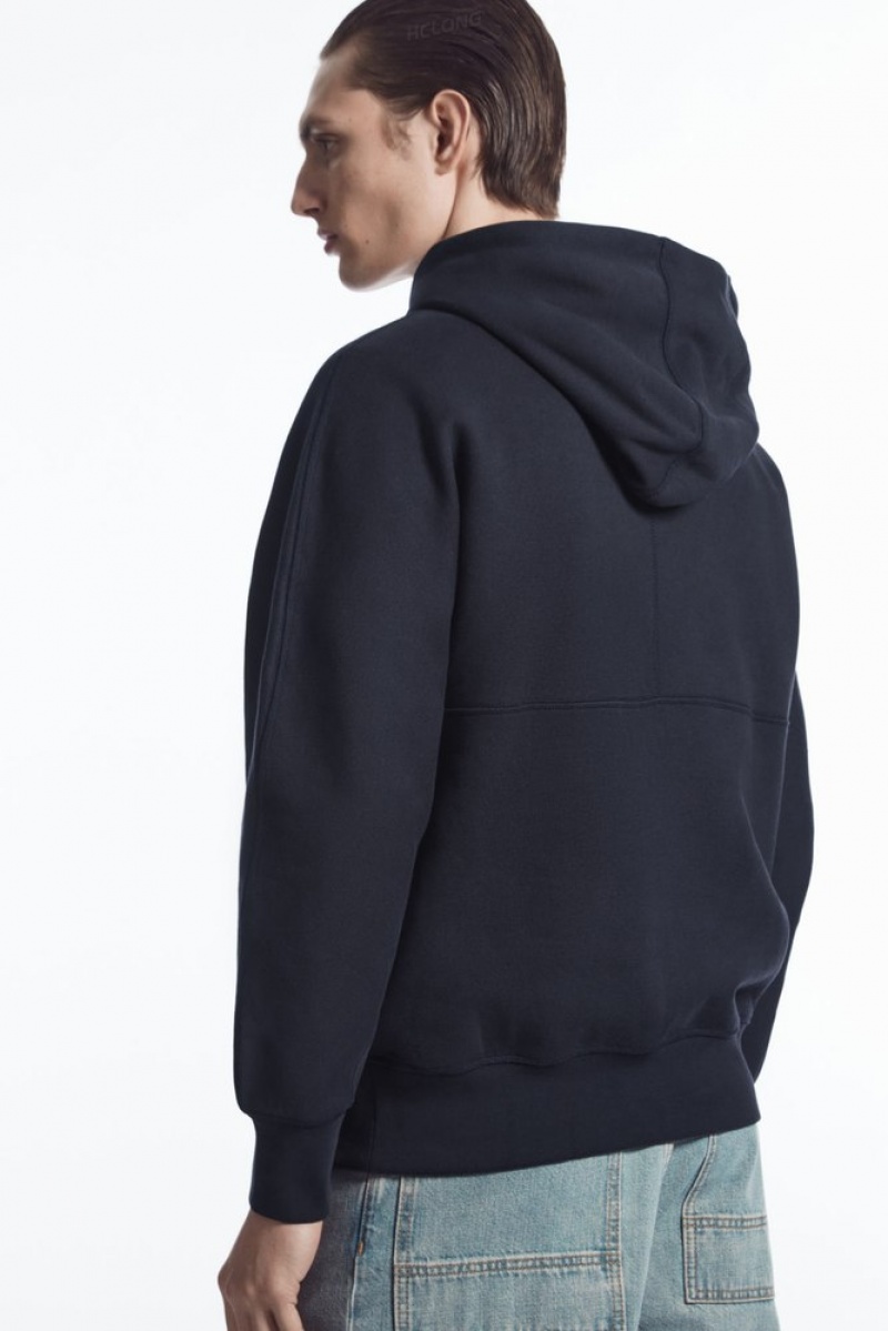 COS Heavyweight Panelled Hoodie Grise | 578692-DEP