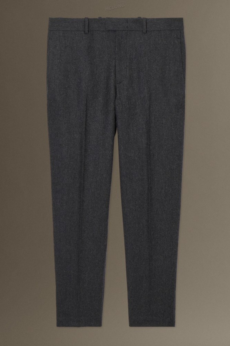 COS Herringbone Laine Pants - Droit Noir | 708394-WUO