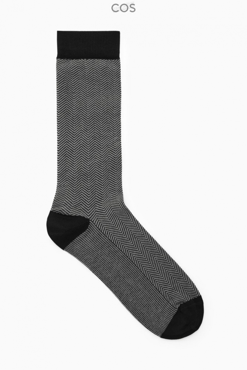 COS Herringbone Socks Noir | 078946-YLD