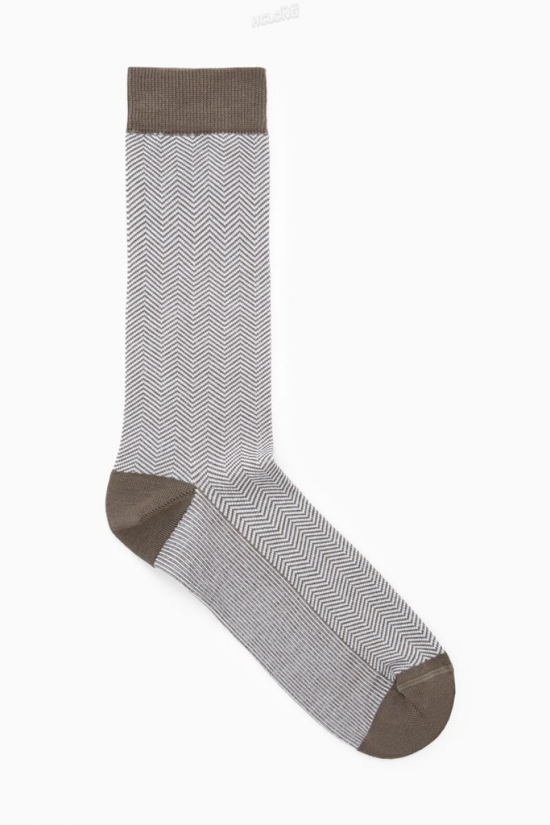 COS Herringbone Socks Noir | 739162-HMI