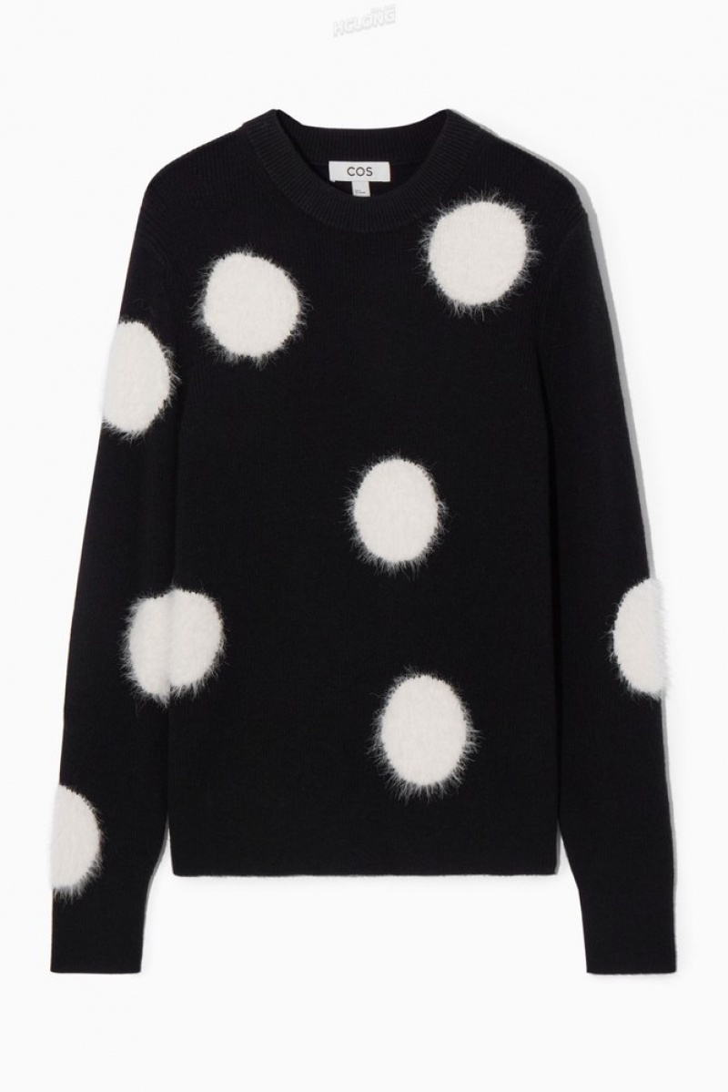 COS Intarsia-Knit Polka-Dot Laine Jumper Noir Blanche | 541802-ZOA