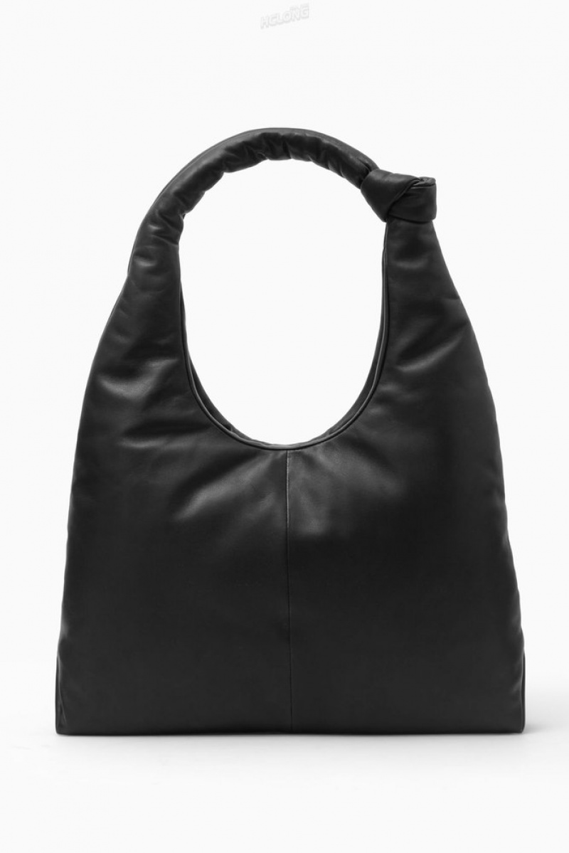 COS Knotted Rembourré Shoulder Bag - Cuir Noir | 326890-QXL