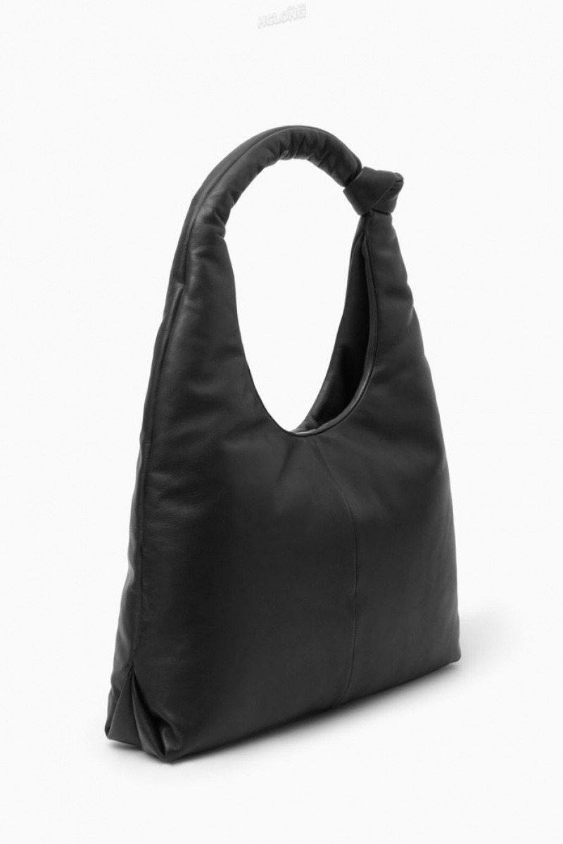 COS Knotted Rembourré Shoulder Bag - Cuir Noir | 326890-QXL