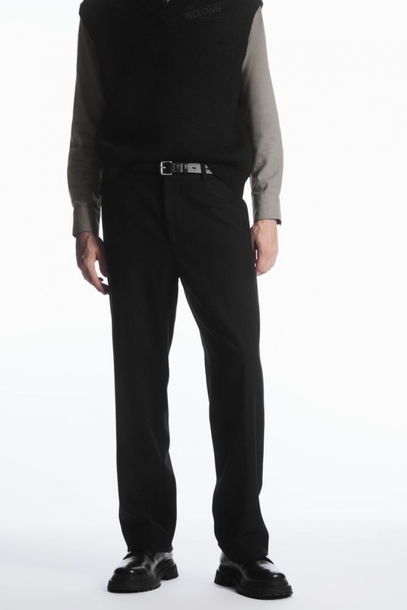 COS Laine-Blend Relaxed Tailored Trousers Noir | 594162-QGP