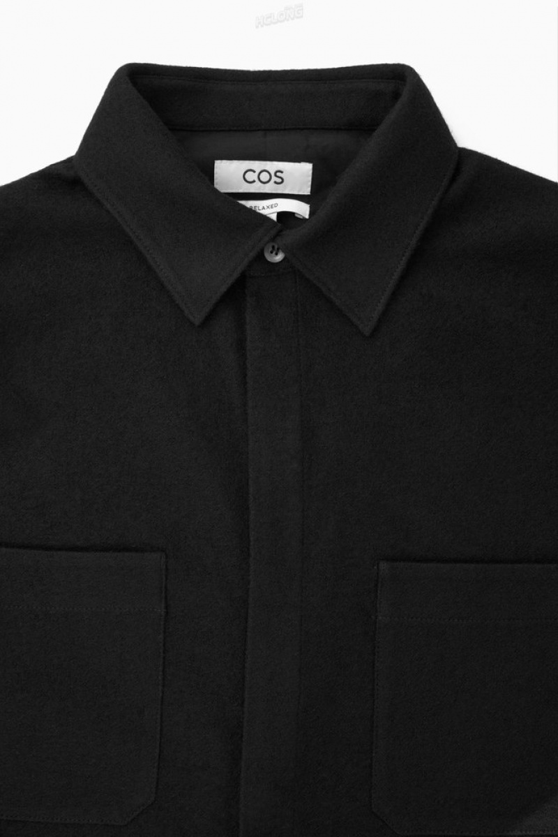 COS Laine-Jersey Overshirt Noir | 930687-RTI