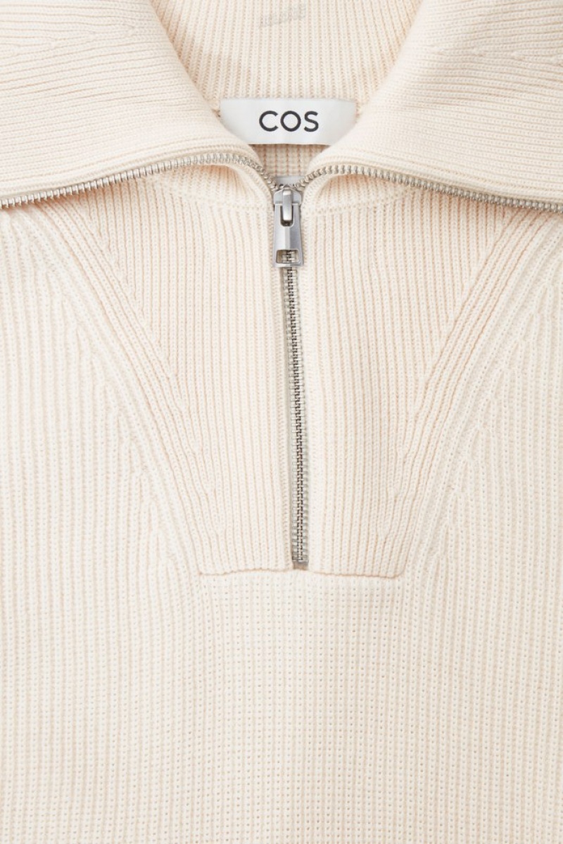 COS Laine And Coton-Blend Half-Zip Pull Bleu Marine | 582731-RJV