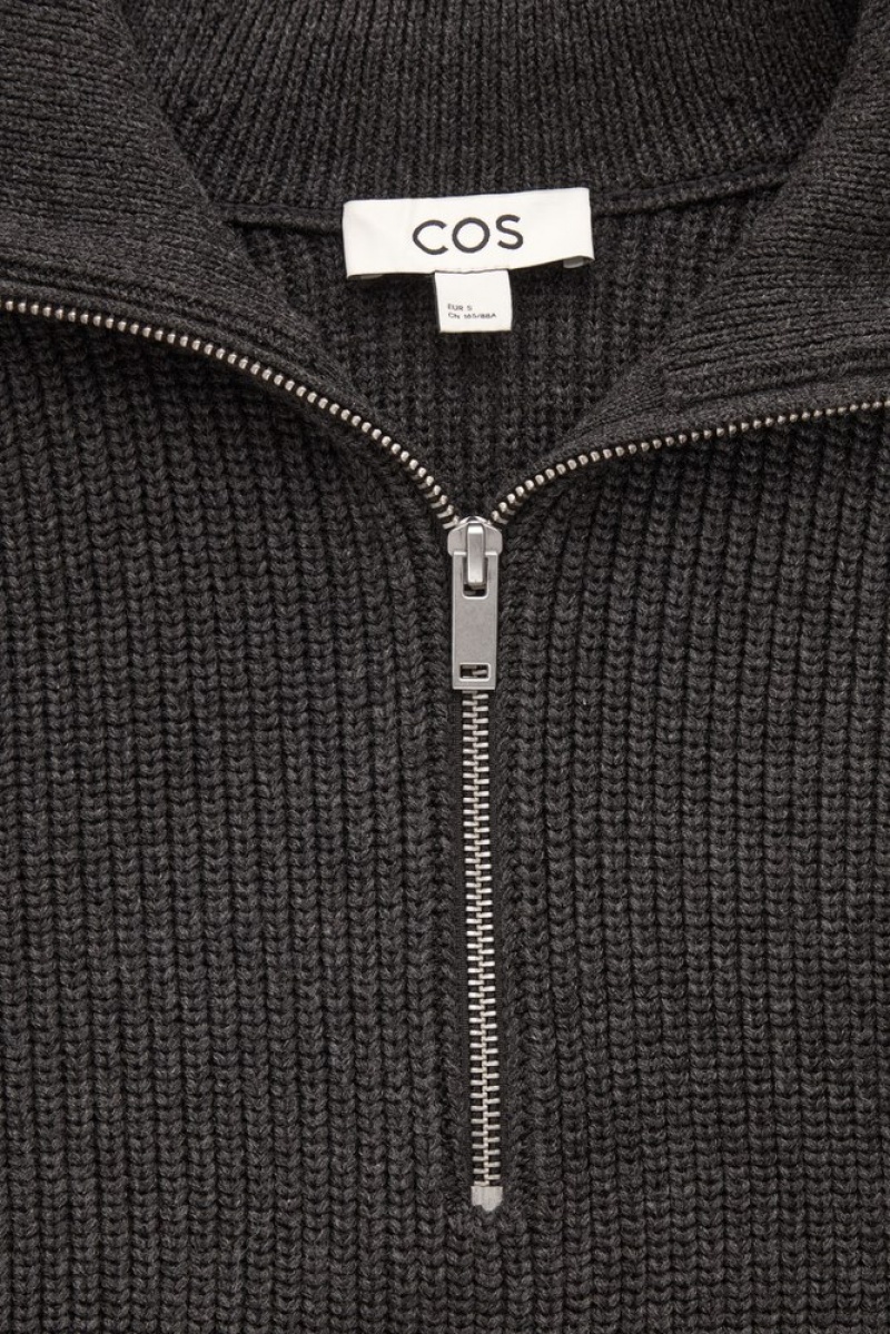 COS Laine And Coton Half-Zip Pull Noir | 465089-LSV