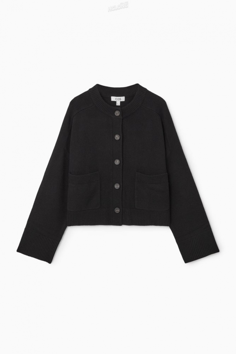 COS Laine Crew-Neck Cardigan Noir | 086357-BLQ