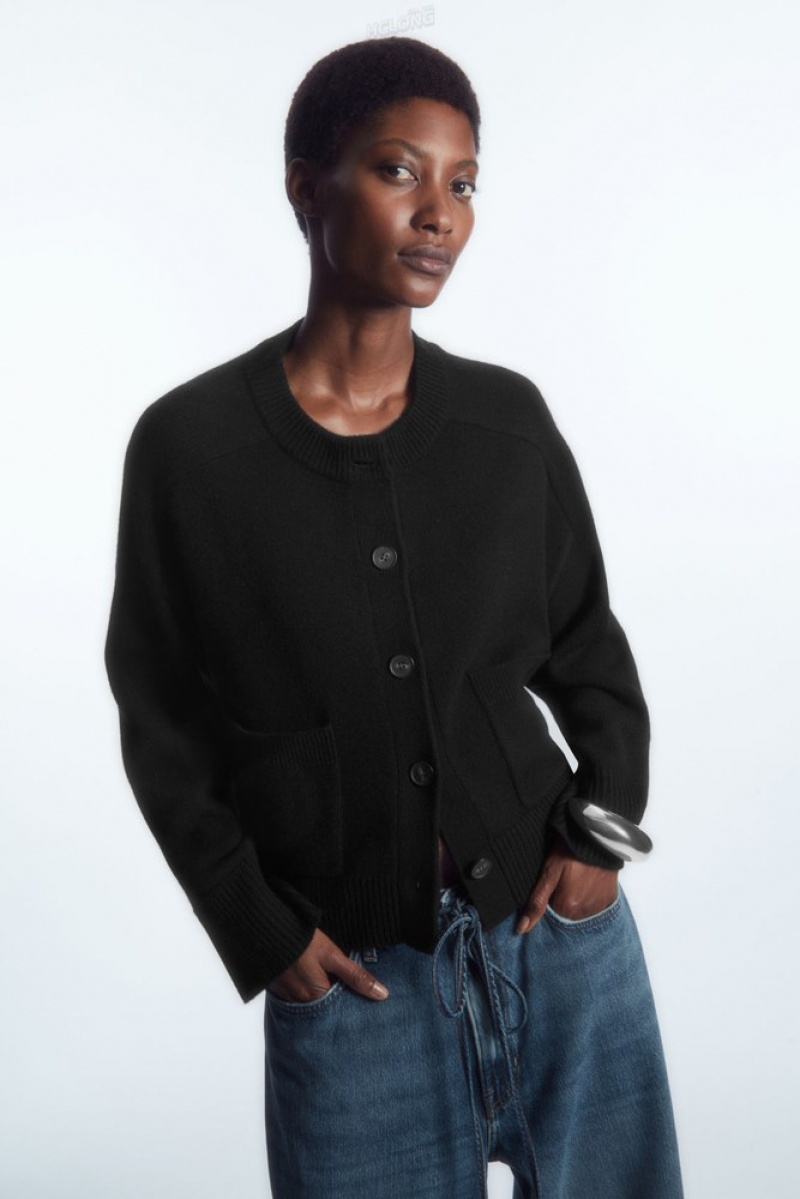 COS Laine Crew-Neck Cardigan Noir | 086357-BLQ