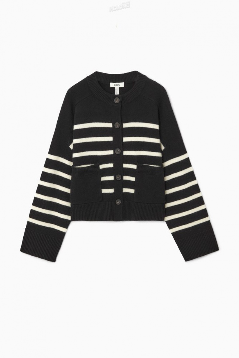 COS Laine Crew-Neck Cardigan Noir | 768192-WZO