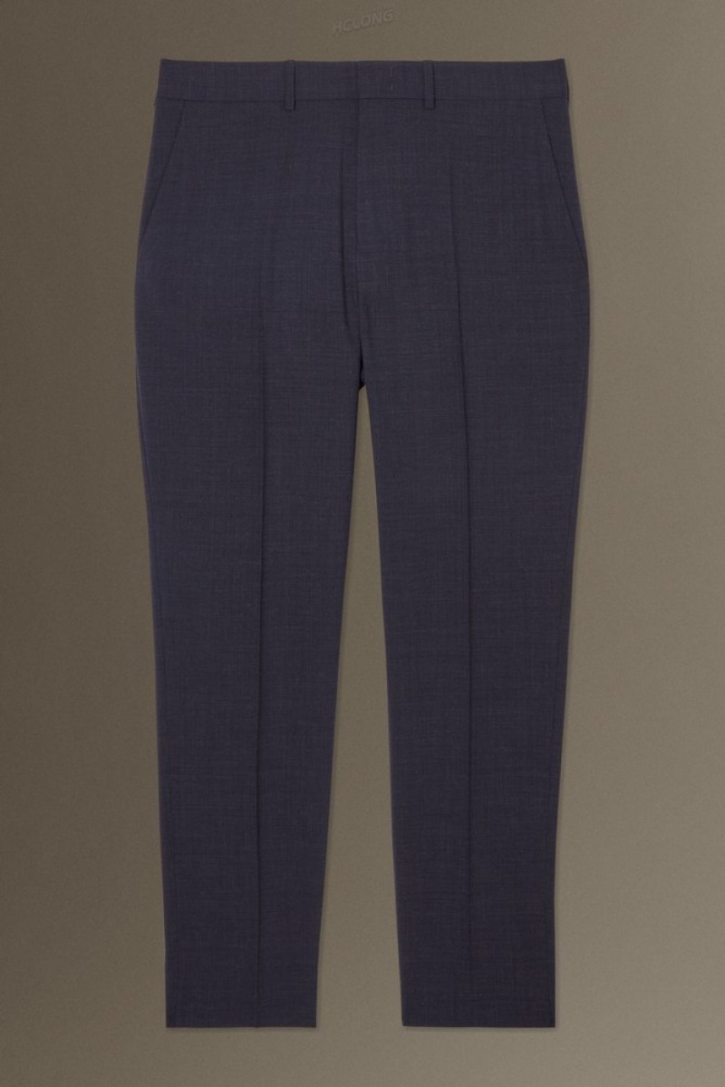 COS Laine MéLange Trousers - Slim Bleu Marine | 428173-ZQB