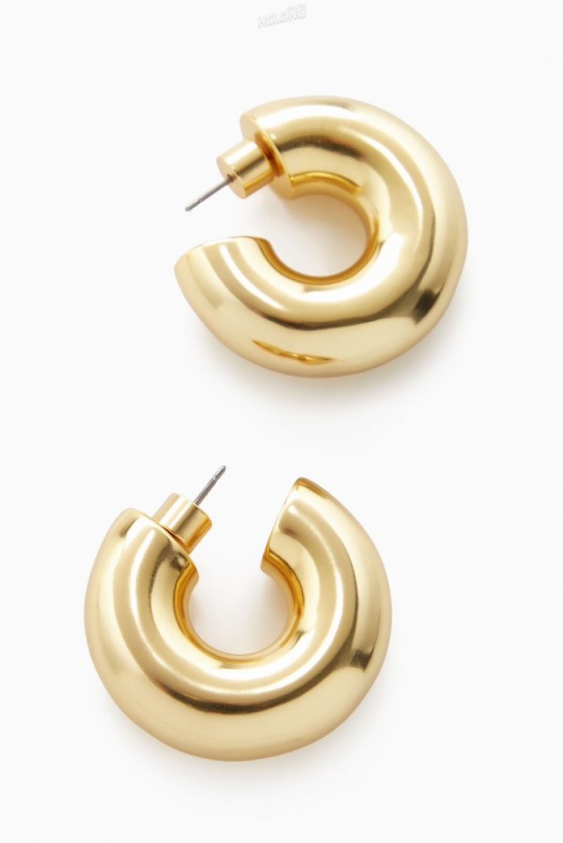 COS Large Chunky Hoop Earrings Doré | 147280-LQM