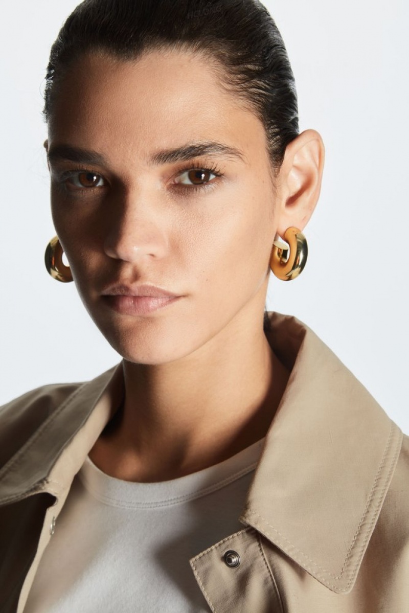 COS Large Chunky Hoop Earrings Doré | 147280-LQM