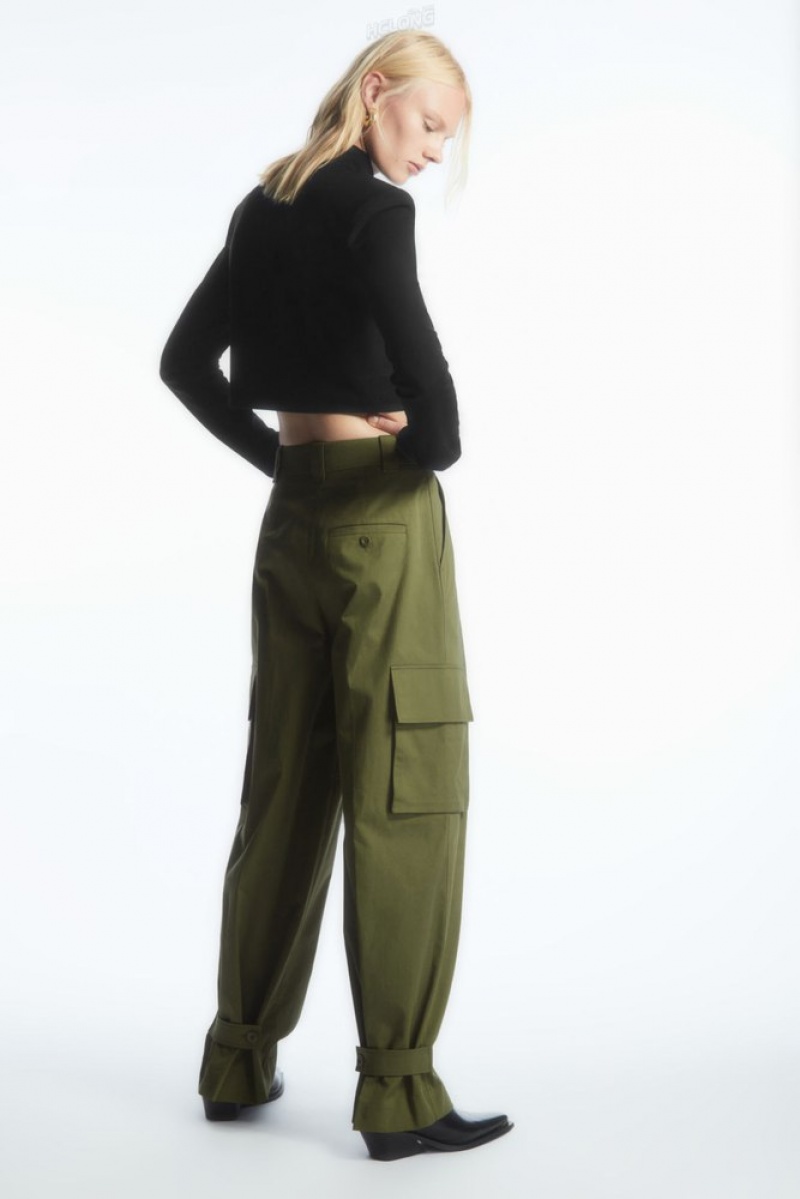 COS Larges-Leg Cargo Pants Kaki | 375682-EYU