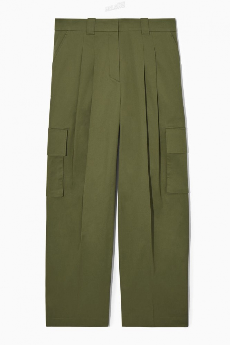 COS Larges-Leg Cargo Pants Kaki | 375682-EYU