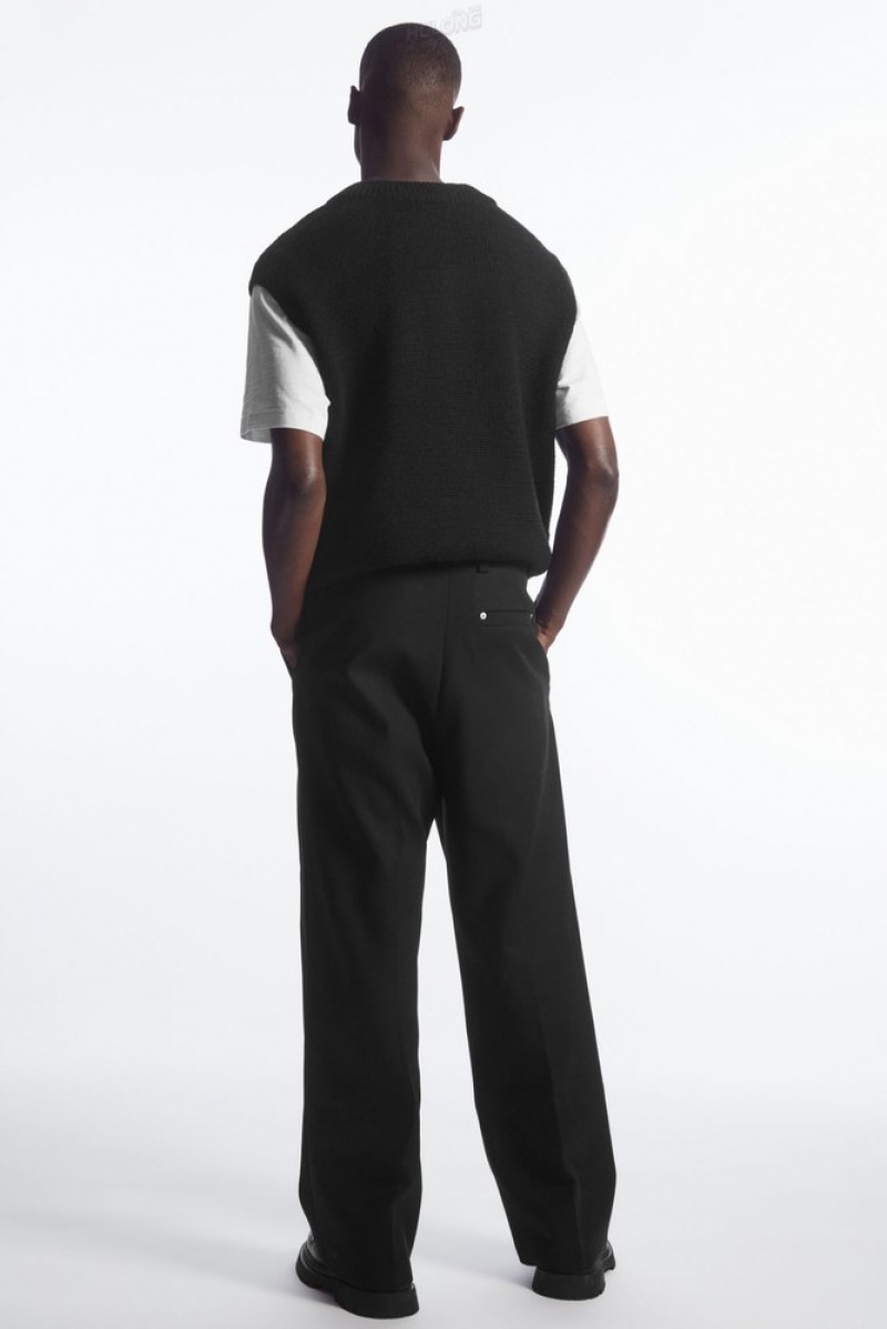 COS Larges-Leg Plissé Utility Pants Noir | 806572-IFD