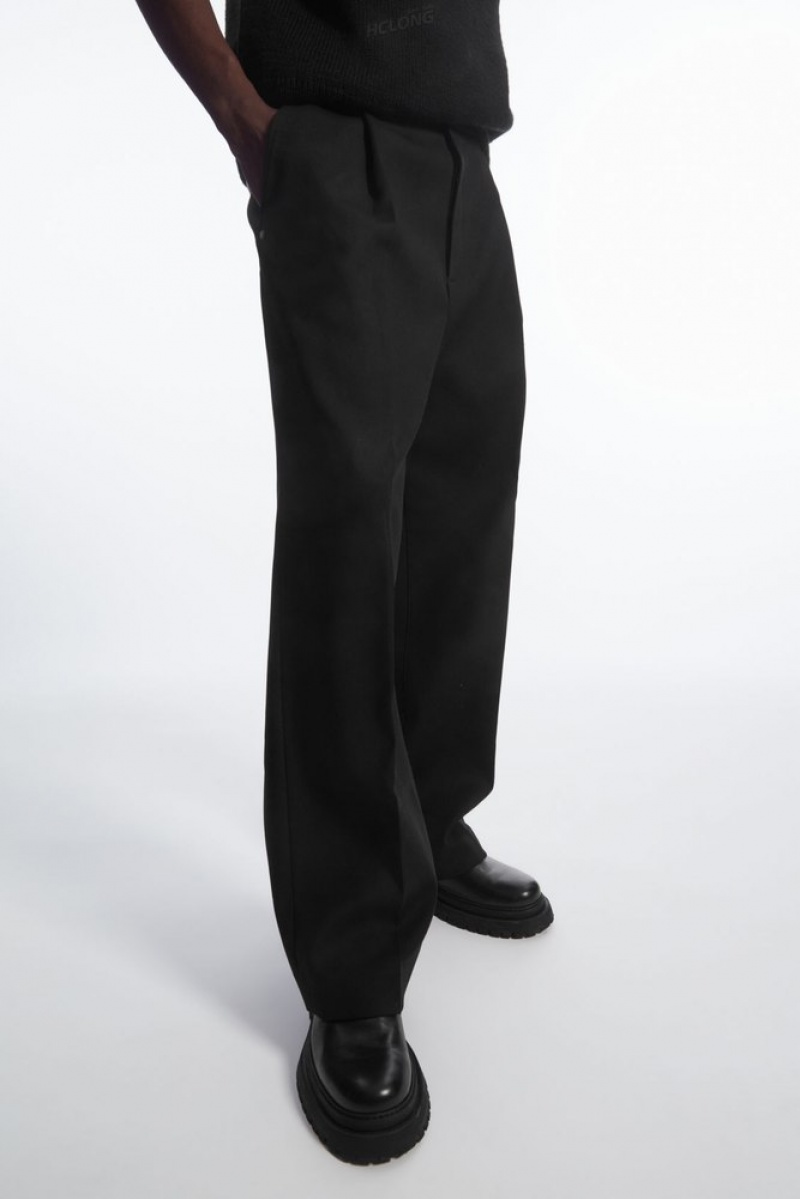 COS Larges-Leg Plissé Utility Pants Noir | 806572-IFD